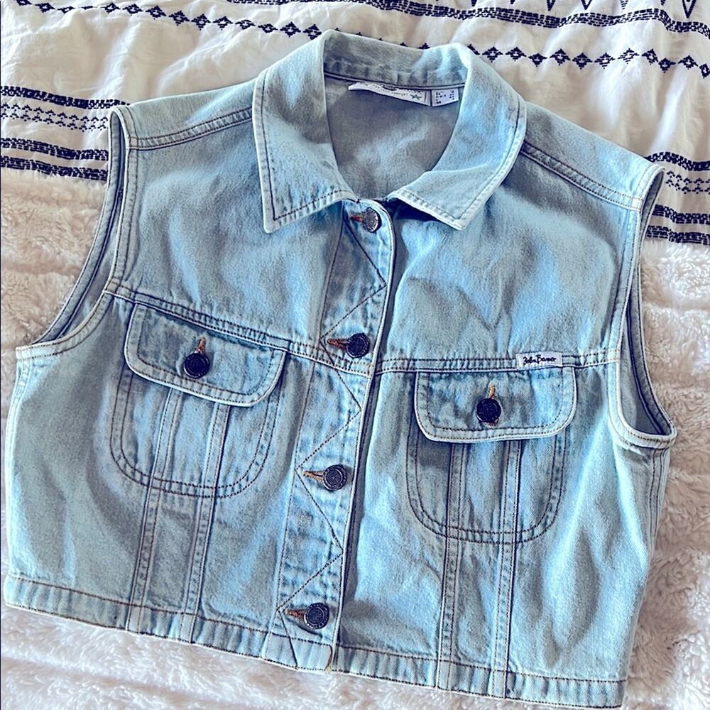 Vintage John Baner denim vest womens size 8 Medium M western indie boho